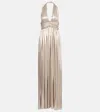 Giambattista Valli Golden Halterneck Jersey Dress With Open Back In Gold