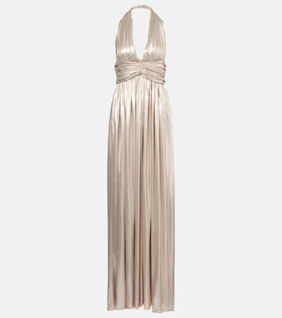 GIAMBATTISTA VALLI HALTERNECK OPEN-BACK LAMÉ JERSEY GOWN