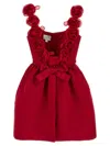Giambattista Valli Satin Mini Dress With Structured Balloon Skirt In Red