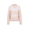 Giambattista Valli Soft Beige Wool-cashmere Blend Sweater With Fuzzy Stripes In Pink