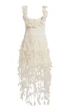 Giambattista Valli Rosette-detailed Crepe Midi Dress In White