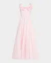 Giambattista Valli Rosette Scoop-neck Fit-&-flare Dress In Pale Rose