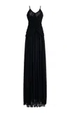 Giambattista Valli Ruched Light Jersey Maxi Dress In Black
