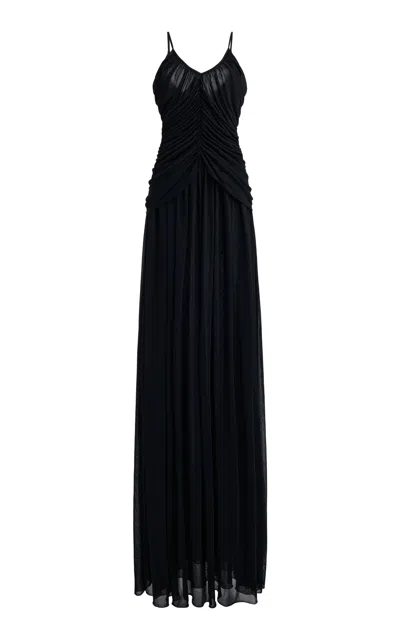 Giambattista Valli Ruched Light Jersey Maxi Dress In Black
