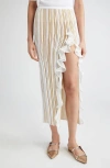 Giambattista Valli Ruffle Front Slit Knit Skirt In White