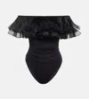 Giambattista Valli Ruffle-trimmed Swimsuit In Black