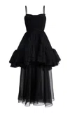 Giambattista Valli Ruffled Chiffon Midi Dress In Black