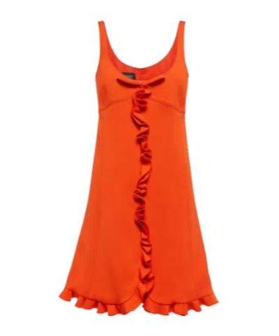 Giambattista Valli Ruffled Crêpe Minidress In Orange