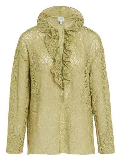 Giambattista Valli Ruffled Lace Blouse In Green