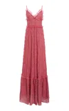 Giambattista Valli Ruffled Macrame Maxi Dress In Red