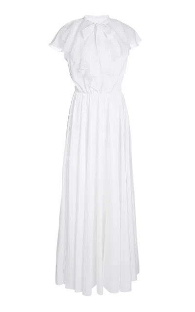 Giambattista Valli Ruffled Popeline Maxi Dress In White