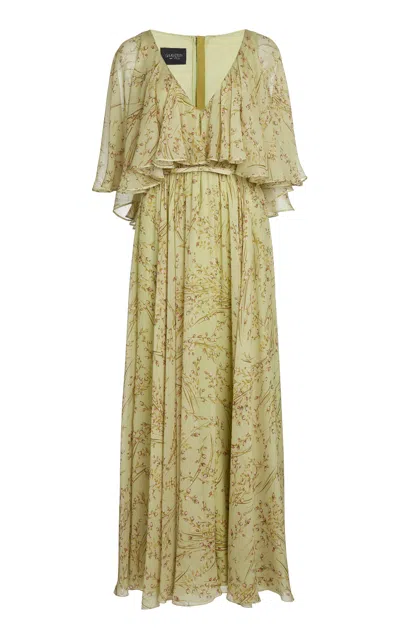 Giambattista Valli Ruffled Printed Georgette Maxi Dress In Green