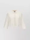 Giambattista Valli Ivory Paisley Macramé Crop Shirt