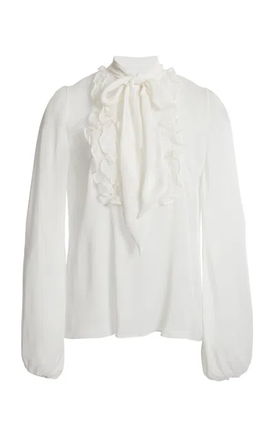 Giambattista Valli Scarf-detailed Sable Blouse In Ivory