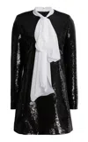 Giambattista Valli Scarf-detailed Sequined Mini Dress In Black