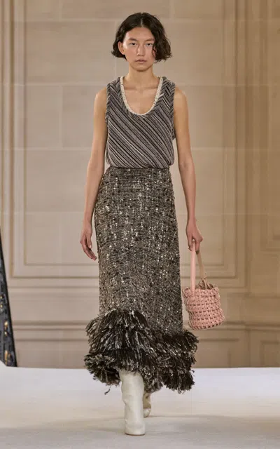 Giambattista Valli Scoop-neck Wool-angora Top In Brown