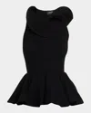 Giambattista Valli Sculptural Sleeveless Rib Knit Peplum Top In Black