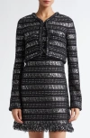 Giambattista Valli Sequin & Metallic Tweed Crop Jacket In Black/silver