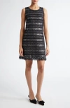 Giambattista Valli Sequin & Metallic Tweed Shift Dress In Black/silver