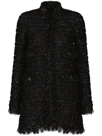 Giambattista Valli Sequin-detail Tweed Minidress In Black
