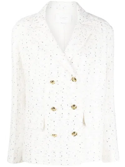 Giambattista Valli Sequin Double-breasted Blazer In Nude