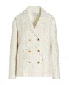 Giambattista Valli Double Breast Sequin Blazer Jacket In White