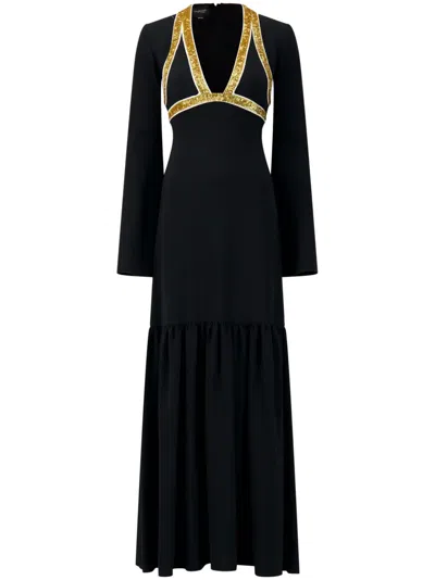 Giambattista Valli Sequin-embellished Crepe Gown In Black