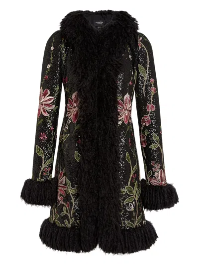 GIAMBATTISTA VALLI SEQUIN-EMBELLISHED FLORAL-EMBROIDERED COAT