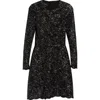 Giambattista Valli Sequin Long Sleeve Tweed A-line Dress In Black