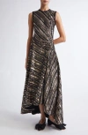 Giambattista Valli Sequin Stripe Asymmetric Midi Dress In Multi