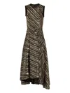 Giambattista Valli Sequin-stripe Asymmetrical Dress In Black