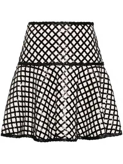 Giambattista Valli Sequined Bouclé Skirt In White