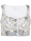 Giambattista Valli Sequined Crop Top In Silver