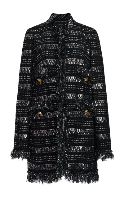 Giambattista Valli Sequined Tweed Coat In Black
