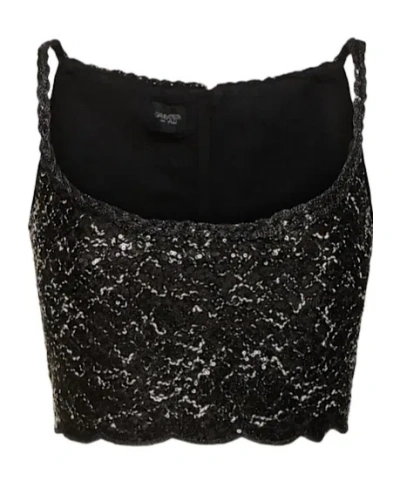 Giambattista Valli Sequin-embellishment Scallop-hem Tank Top In Black