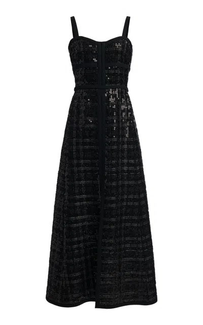 Giambattista Valli Sequined Tweed Maxi Dress In Black