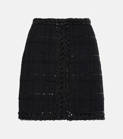 Giambattista Valli Sequined Wool-blend Bouclé Miniskirt In Black