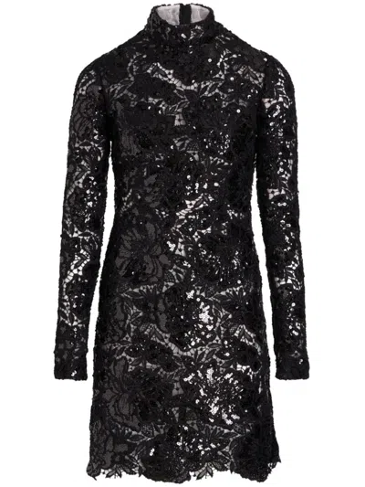 Giambattista Valli Sequinned Macramé Mini Dress In 黑色