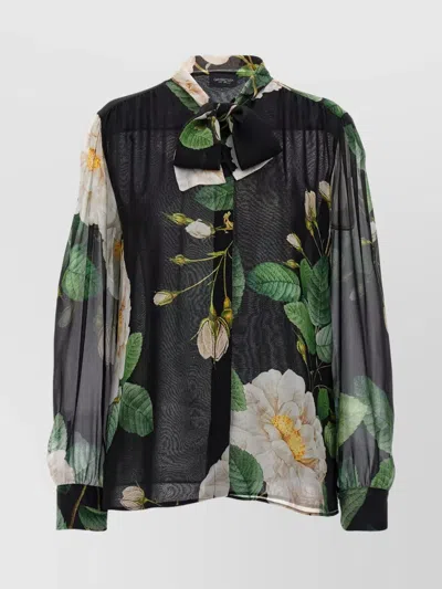 Giambattista Valli Sheer Fabric Floral Print Long Sleeves In Multi