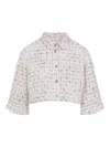 Giambattista Valli Knitted Grid-pattern Cropped Shirt In White