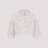 Giambattista Valli Knitted Grid-pattern Cropped Shirt In Ivory Rose