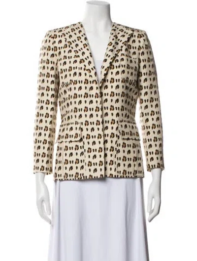 Pre-owned Giambattista Valli Silk Animal Print Blazer In Neutrals