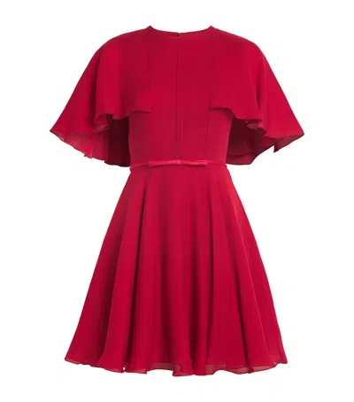 Giambattista Valli Cape-sleeve Bow-detail Mini Dress In Red
