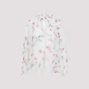 Giambattista Valli Silk Blouse With Balloon Sleeves And Floral Pattern In Ivory Multi