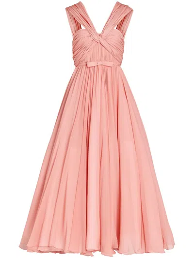 Giambattista Valli Silk Flared Midi Dress In Pink