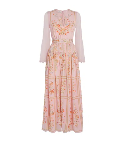 Giambattista Valli Silk Floral Maxi Dress In Pink