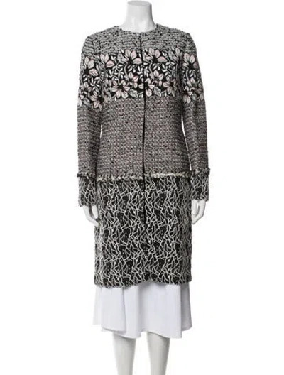 Pre-owned Giambattista Valli Silk Floral Print Coat In Grey/pink