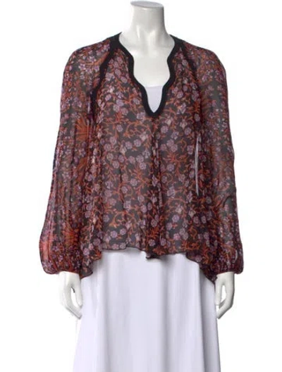 Pre-owned Giambattista Valli Silk Floral Print Sweater In Black