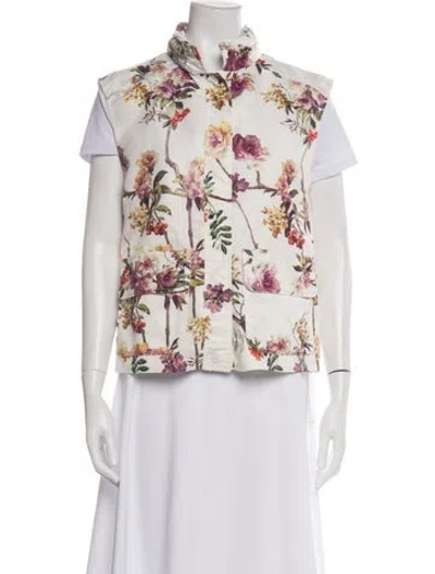 Pre-owned Giambattista Valli Silk Floral Print Vest In Purple