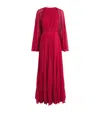 Giambattista Valli Pleated Cape-detail Dress In Red